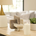 Modern White‑Tan Stone Knot Sculpture Decor