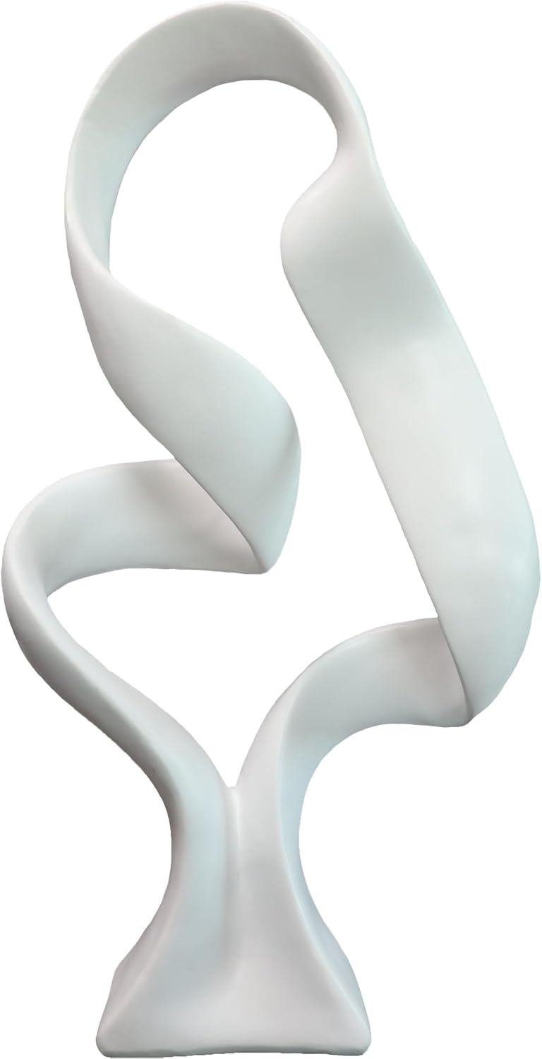 Modern White Abstract Ribbon Sculpture Decor