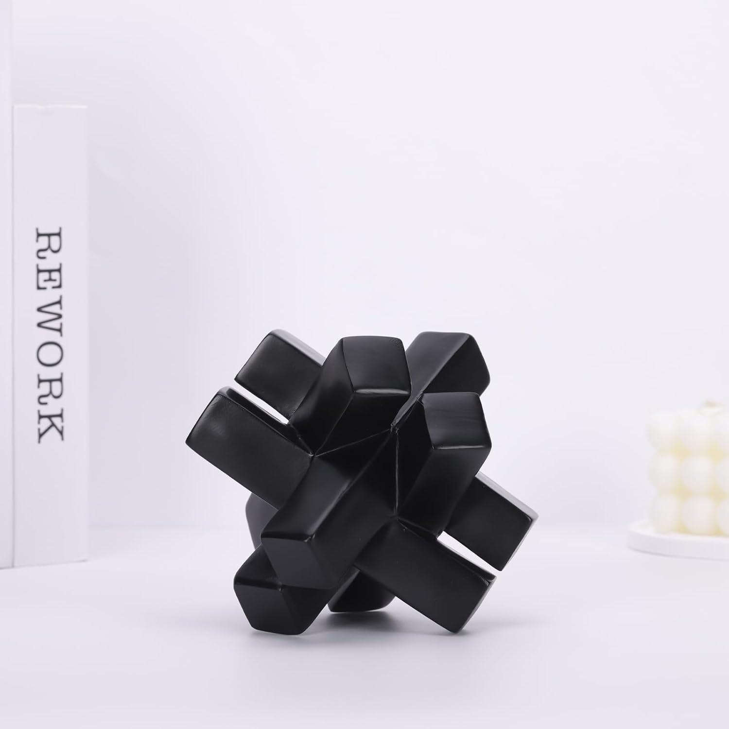 Modern Minimalist Black Geometric Sculpture Decor