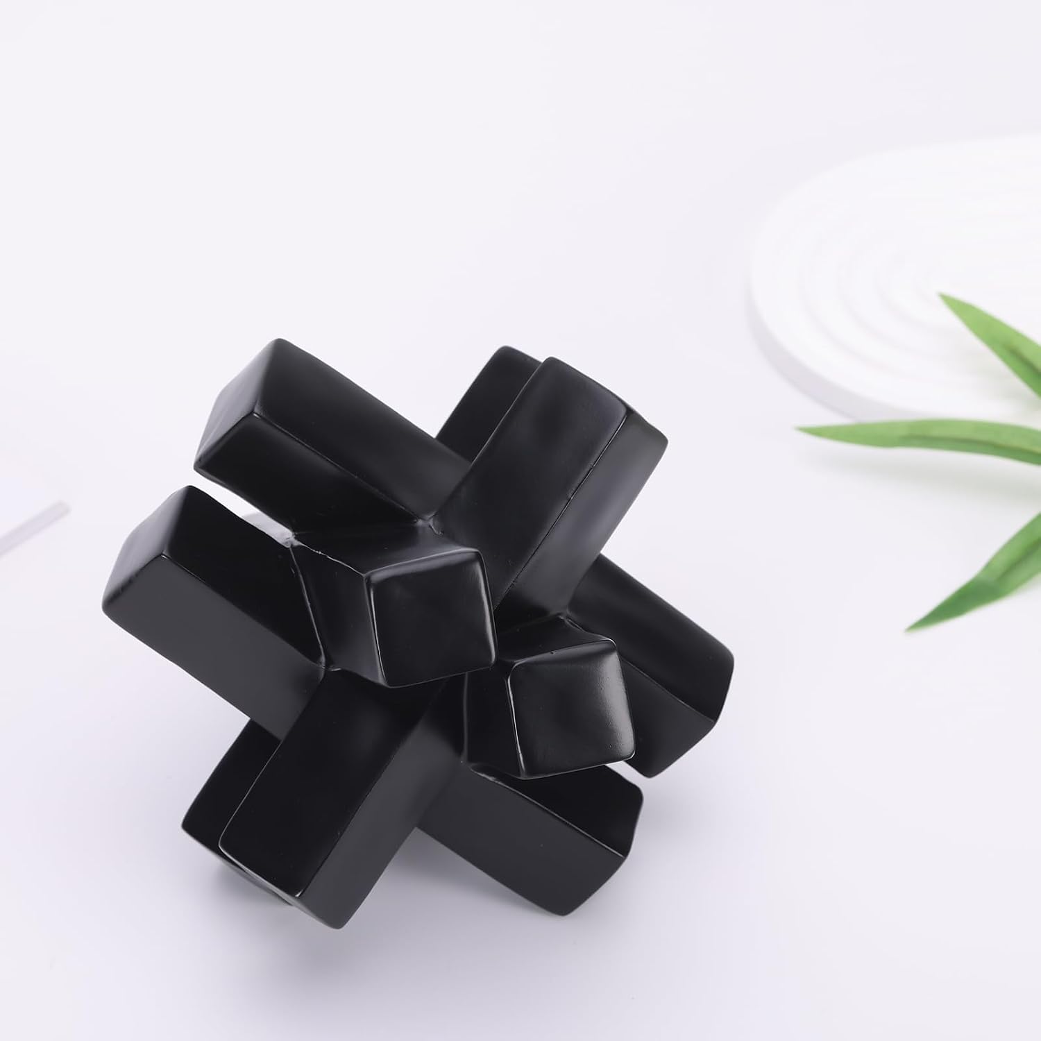 Modern Minimalist Black Geometric Sculpture Decor