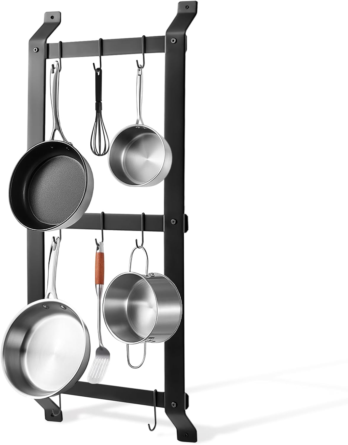 Wall‑Mounted Iron Kitchen Pan Storage Rack