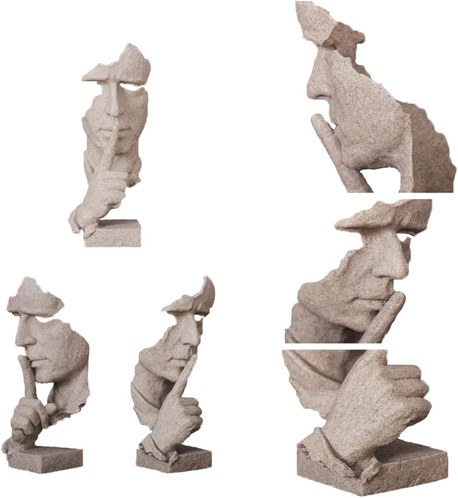 Retro Resin Silence‑is‑Golden Thinker Statue