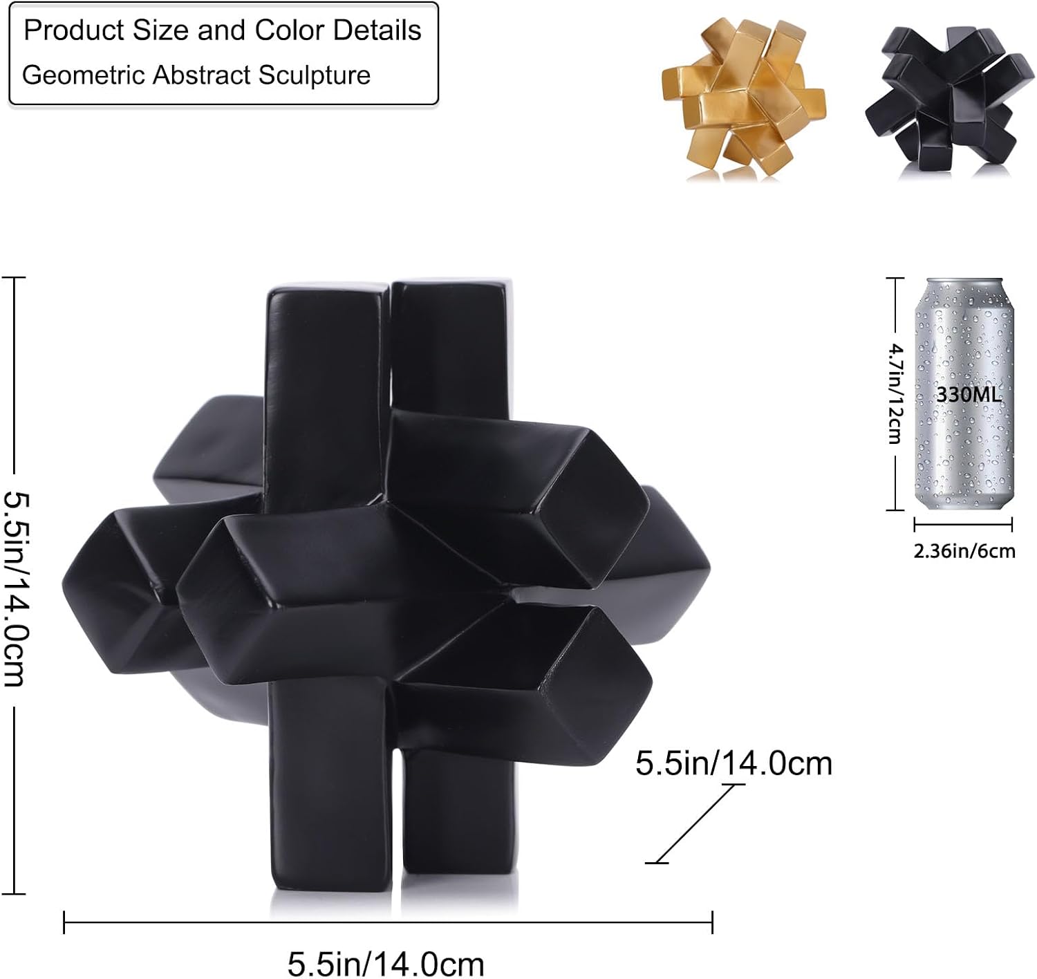 Modern Minimalist Black Geometric Sculpture Decor
