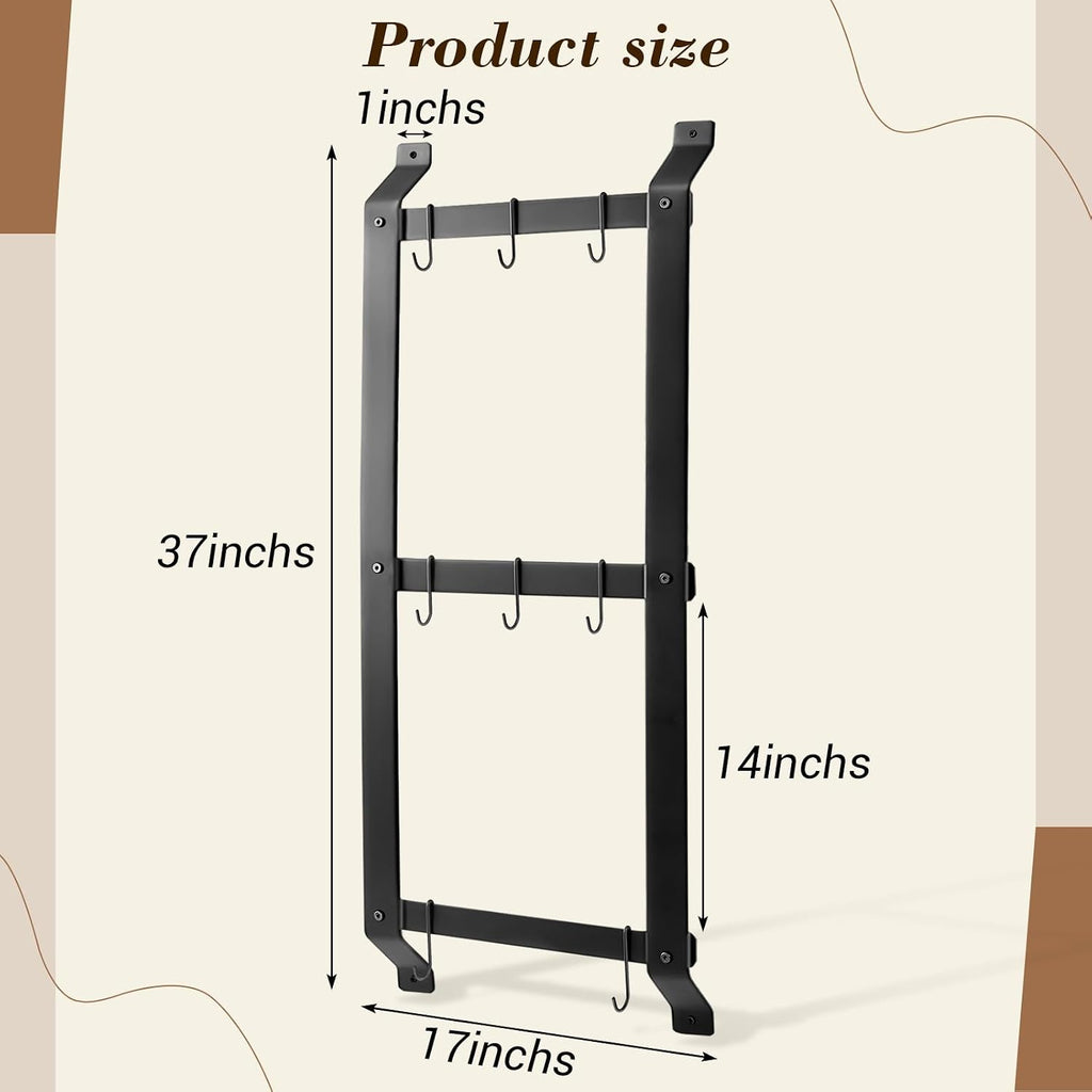 Wall‑Mounted Iron Kitchen Pan Storage Rack