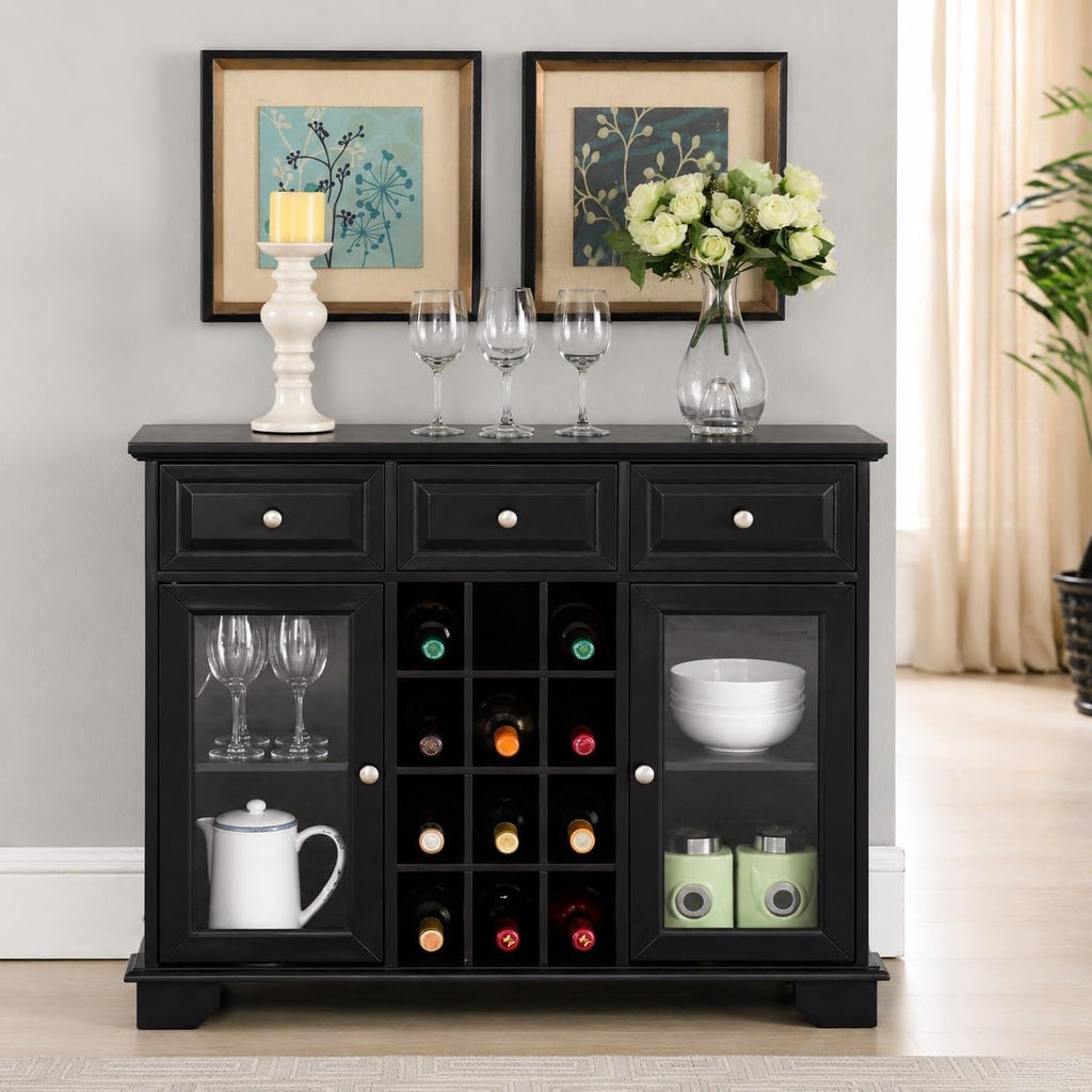 Black Kitchen Sideboard Wine Storage Cabinet
