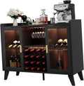 LED‑Lit Wine Bar Storage Cabinet Organizer