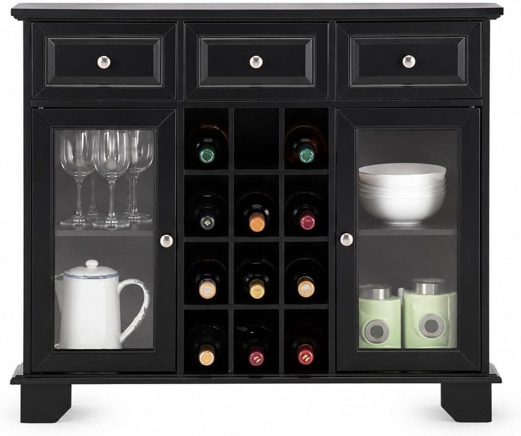 Black Kitchen Sideboard Wine Storage Cabinet
