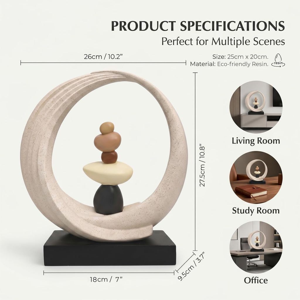 Minimalist White Resin Zen Balance Sculpture