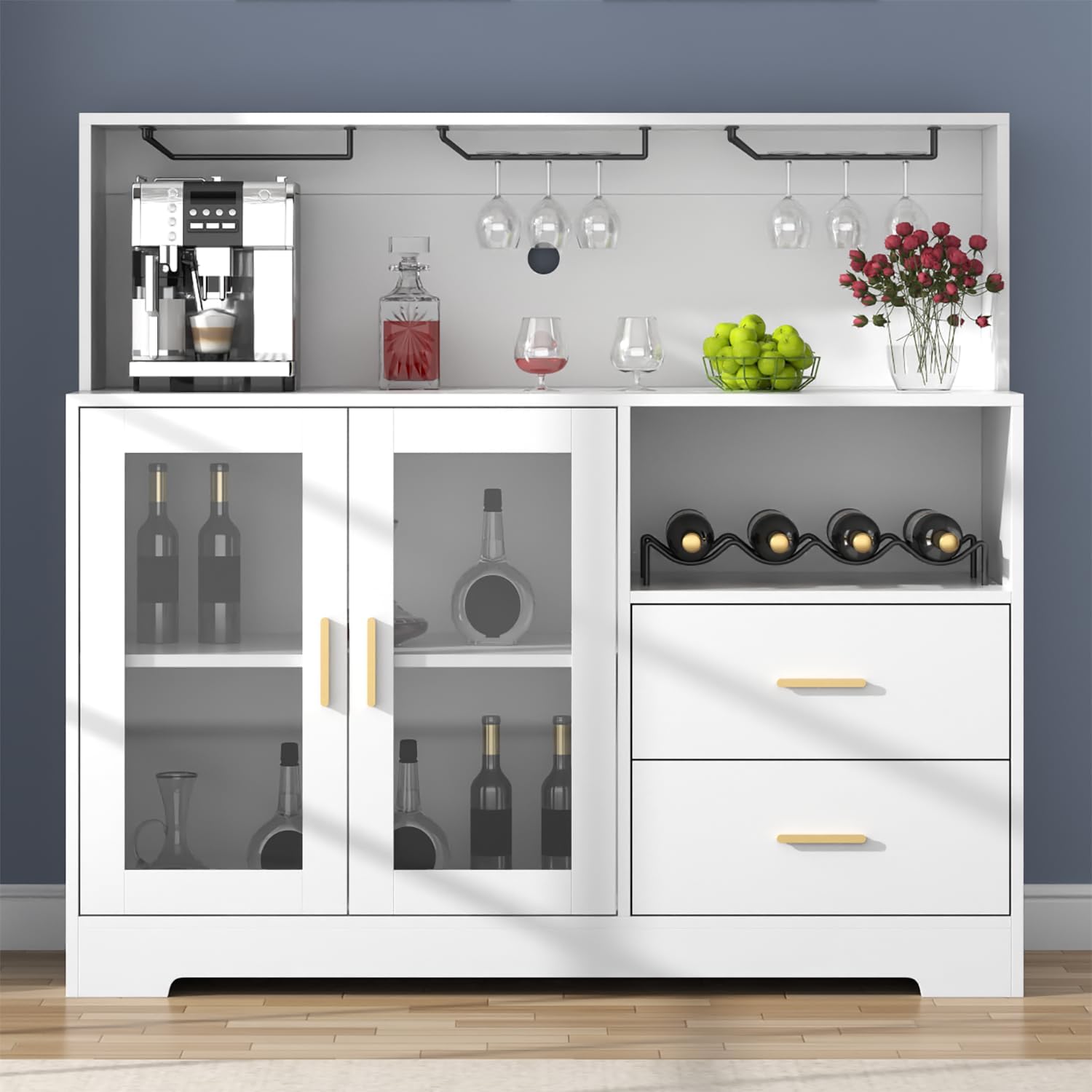 LED‑Lit Home Bar Wine Storage Cabinet