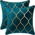 Teal Gold Velvet Pillow Covers 2‑Pack