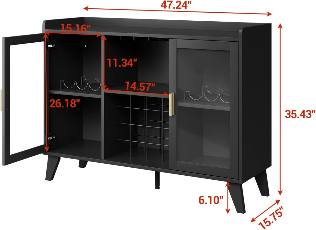 LED‑Lit Wine Bar Storage Cabinet Organizer