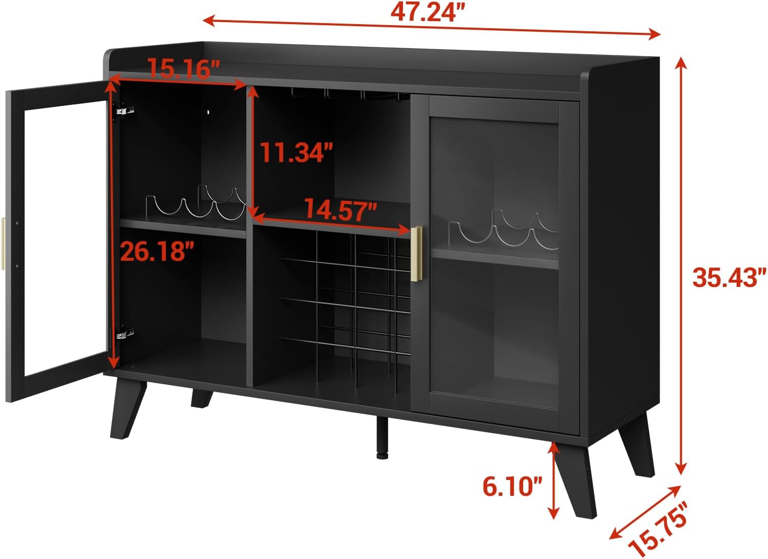 LED‑Lit Wine Bar Storage Cabinet Organizer