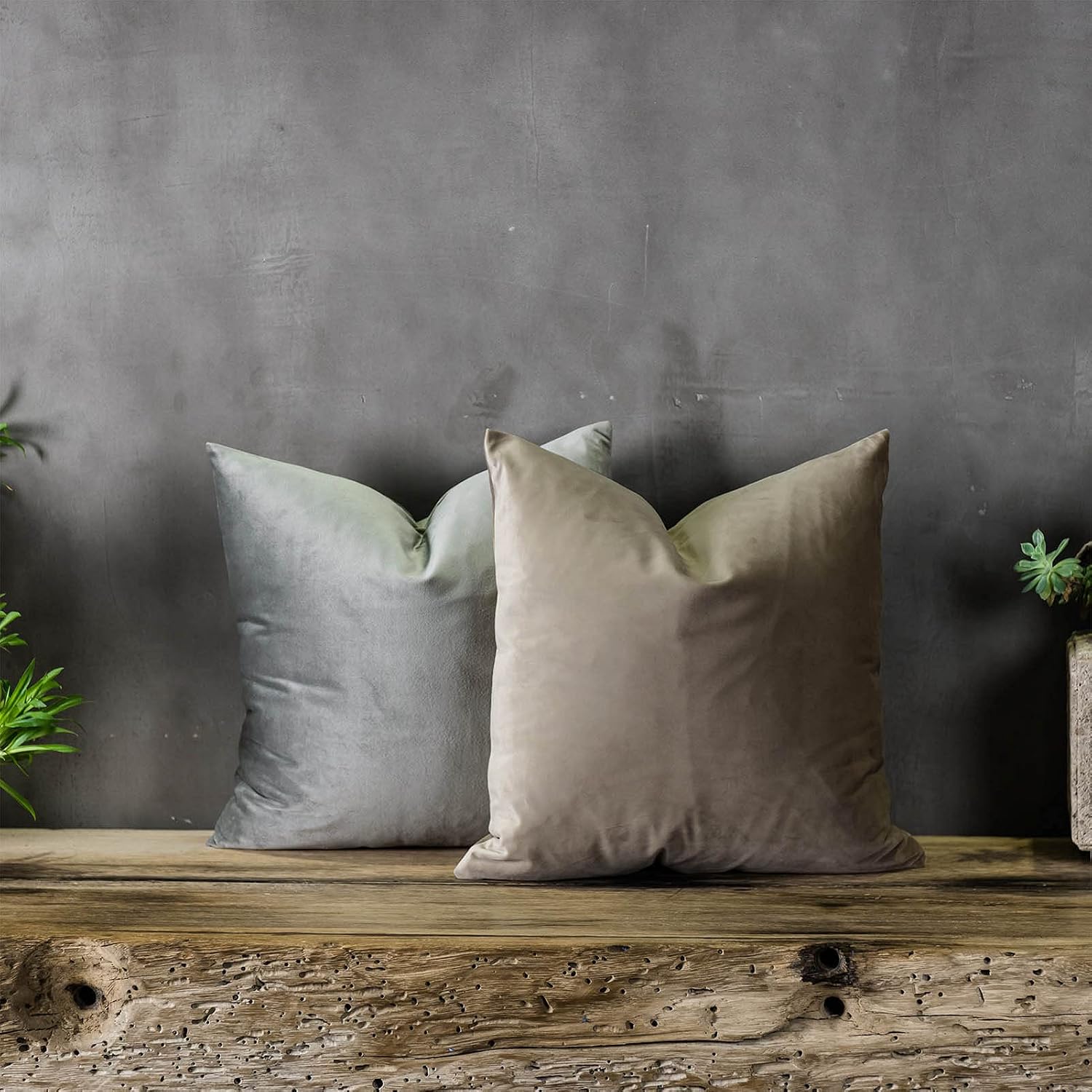 Luxury Grey Velvet Throw Pillow Covers Set