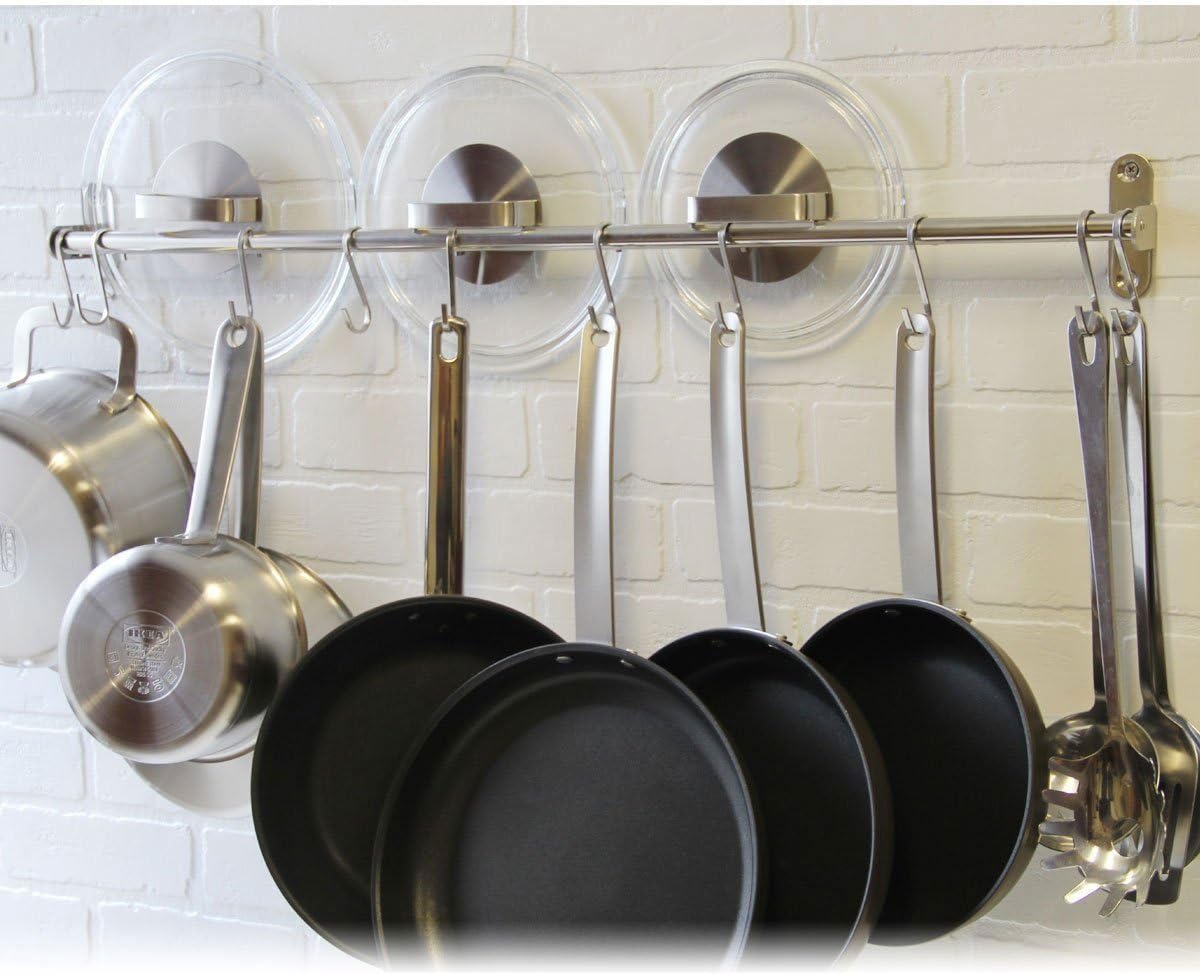 Silver Wall‑Mounted Kitchen Utensil Rail Set