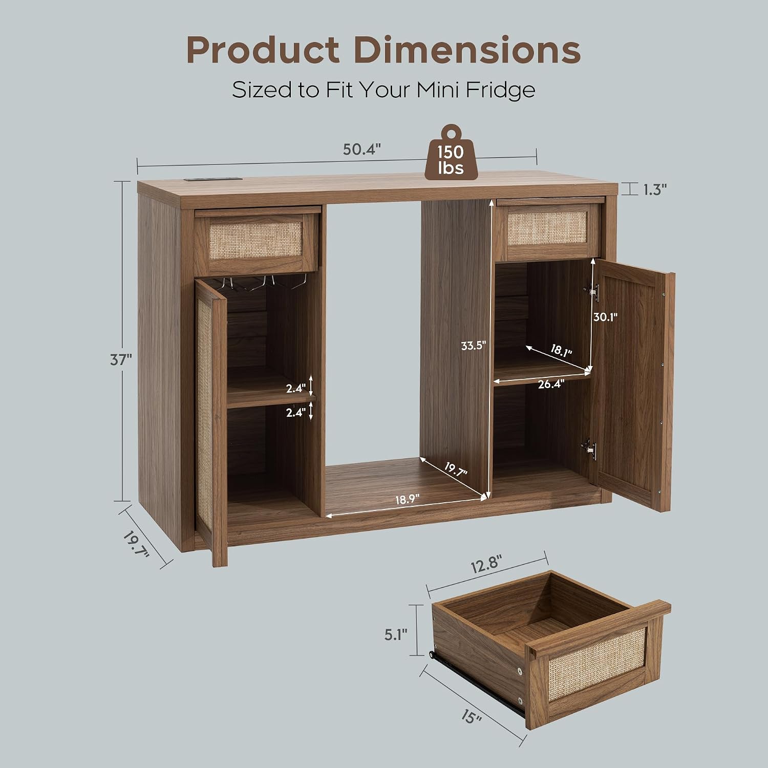 Wine Coffee Bar Cabinet Fridge‑Storage Sideboard