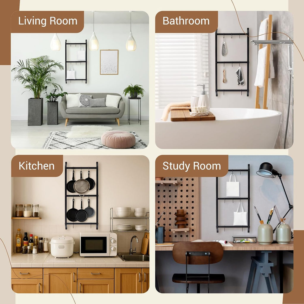 Wall‑Mounted Iron Kitchen Pan Storage Rack