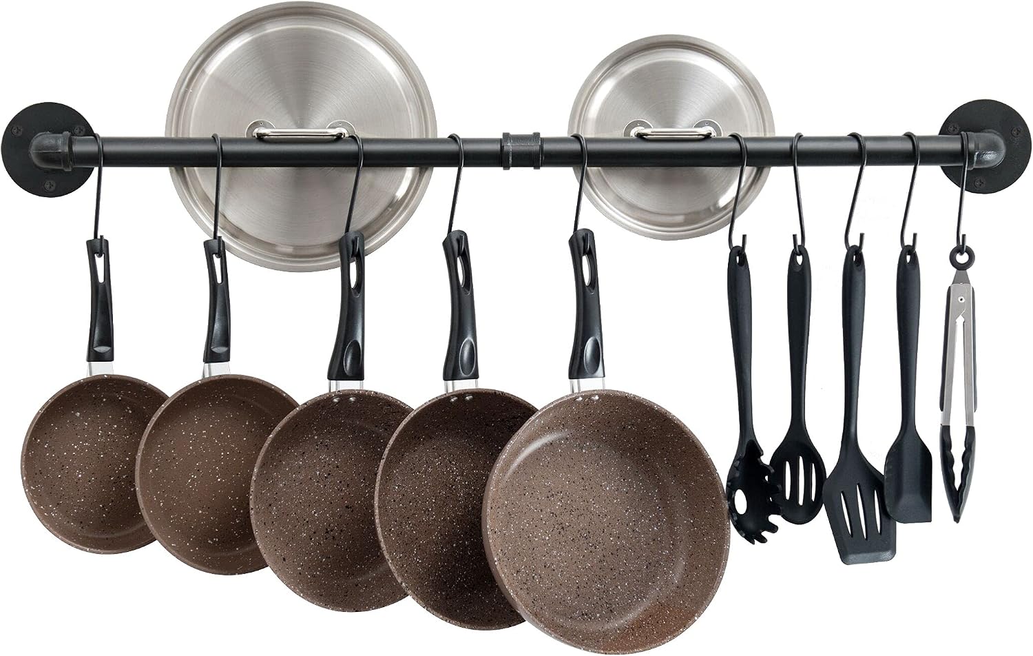 Wall‑Mounted Iron Hanging Pot Rack Organizer