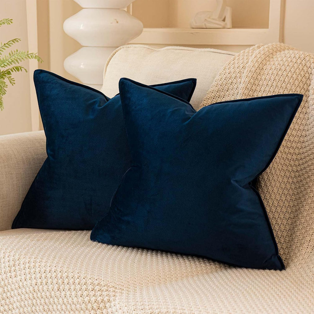 Navy Velvet Throw Pillow Covers Set Of 2