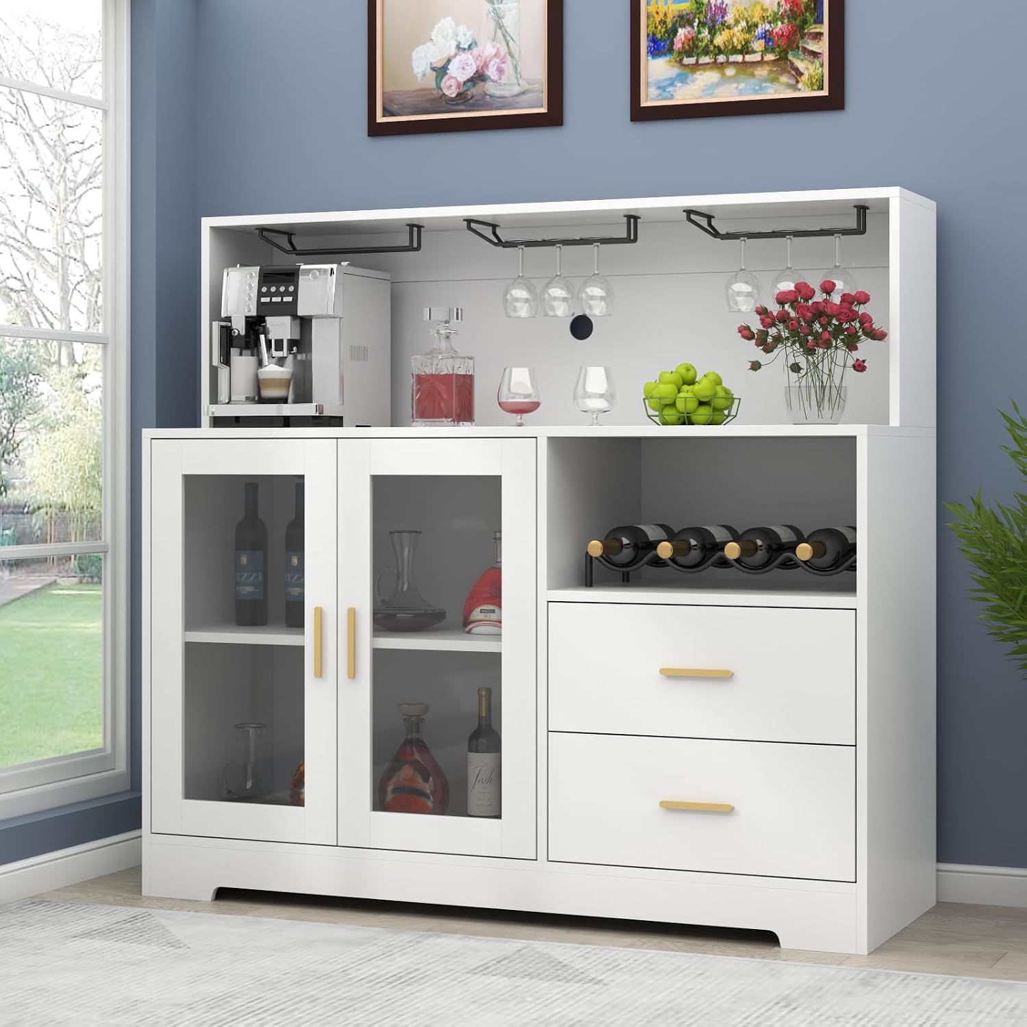 LED‑Lit Home Bar Wine Storage Cabinet