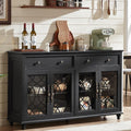 Black Farmhouse Glass‑Door Sideboard Cabinet