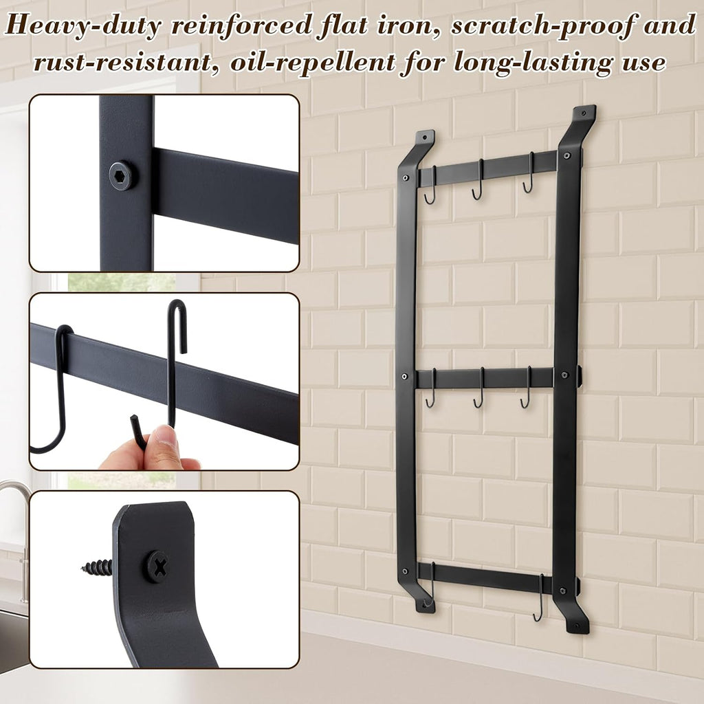 Wall‑Mounted Iron Kitchen Pan Storage Rack