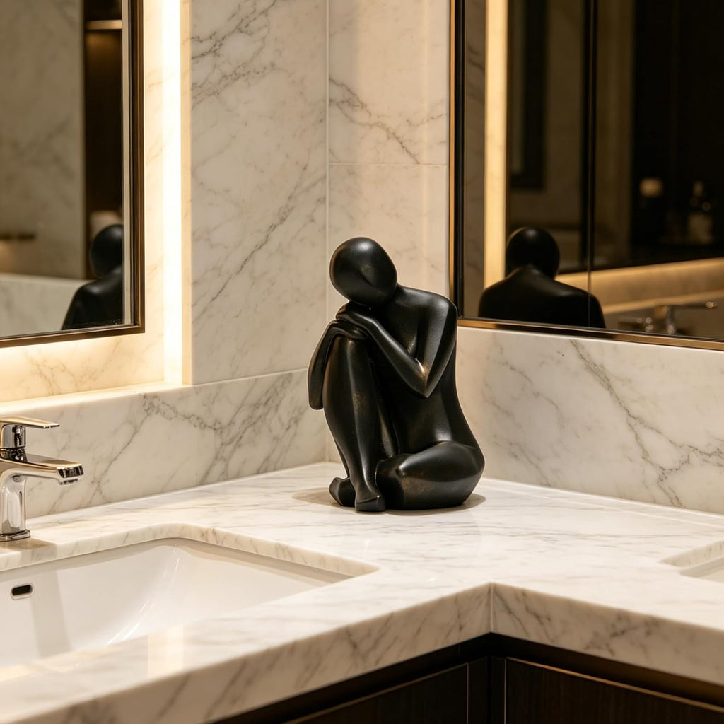 Black Abstract Thinker Statue Decor