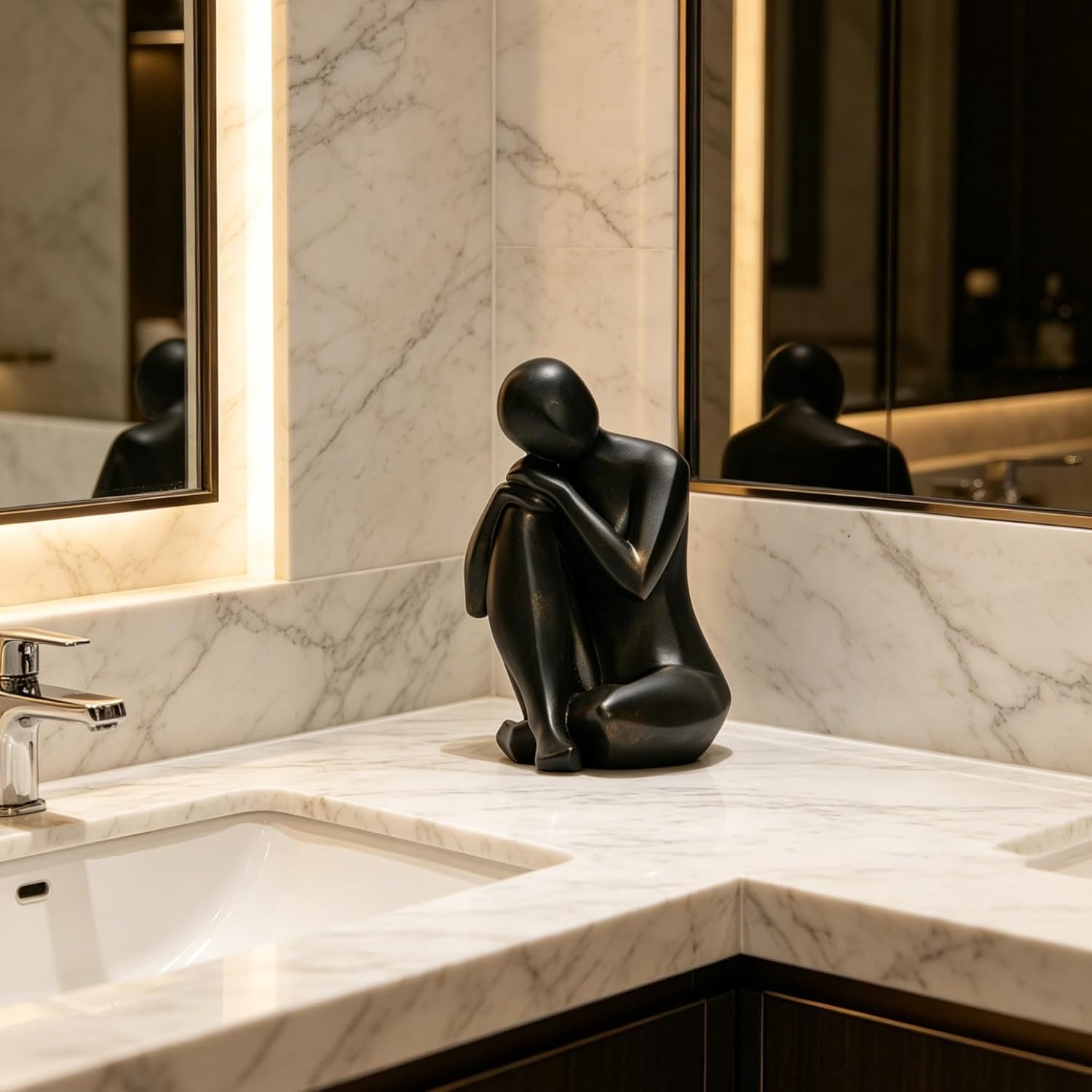 Black Abstract Thinker Statue Decor