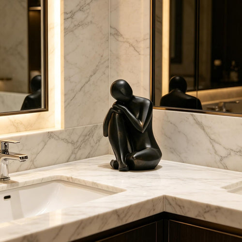 Black Abstract Thinker Statue Decor