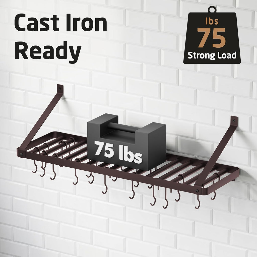 Oil‑Bronze Wall‑Mounted Kitchen Pot Rack