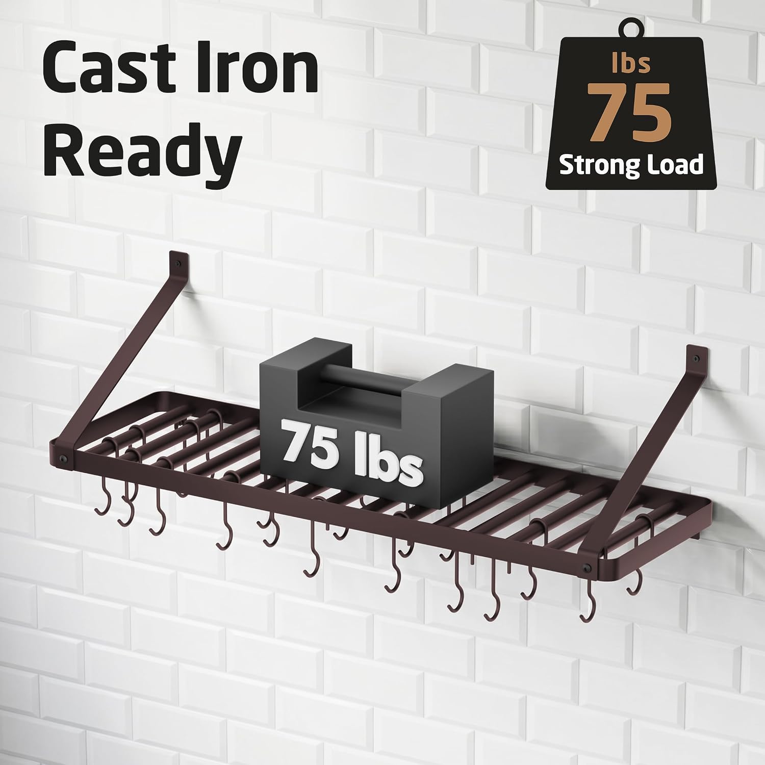 Oil‑Bronze Wall‑Mounted Kitchen Pot Rack