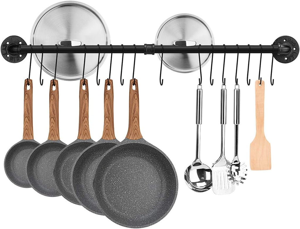 Black Wall‑Mounted Kitchen Hanging Pot Rail
