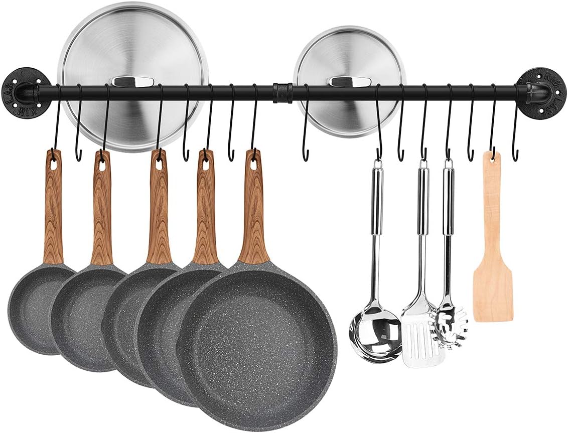Black Wall‑Mounted Kitchen Hanging Pot Rail