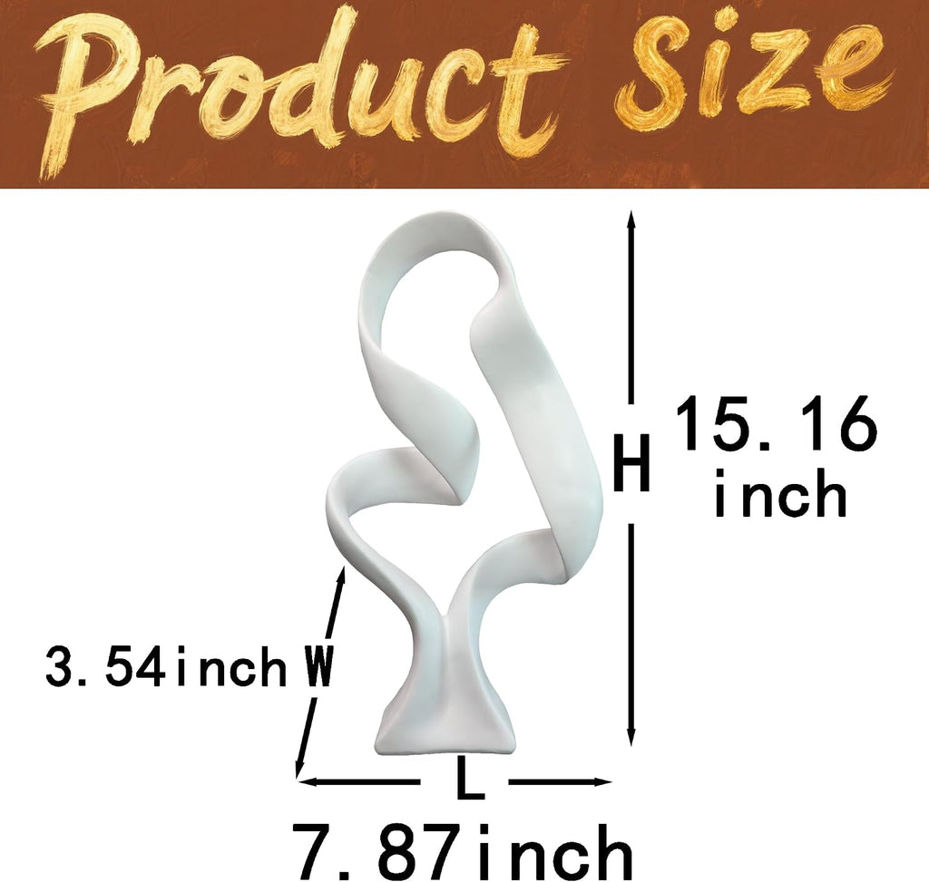 Modern White Abstract Ribbon Sculpture Decor