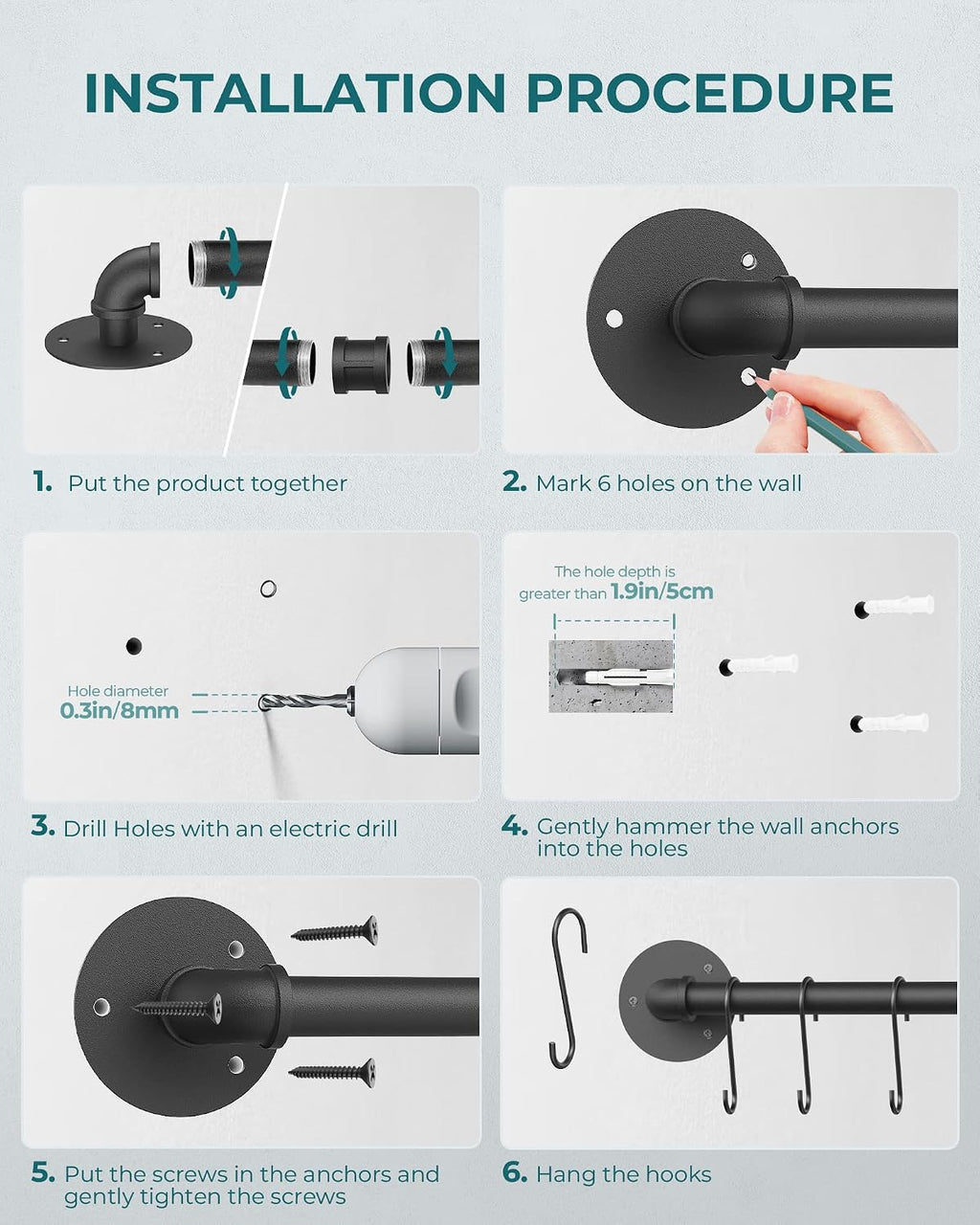 Wall‑Mounted Iron Hanging Pot Rack Organizer