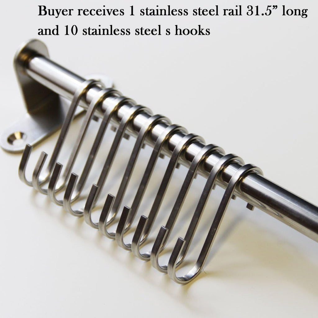 Silver Wall‑Mounted Kitchen Utensil Rail Set