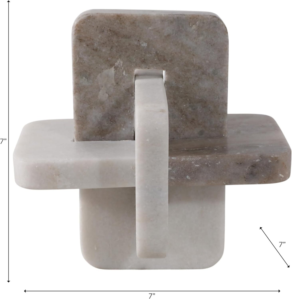 Modern White‑Tan Stone Knot Sculpture Decor
