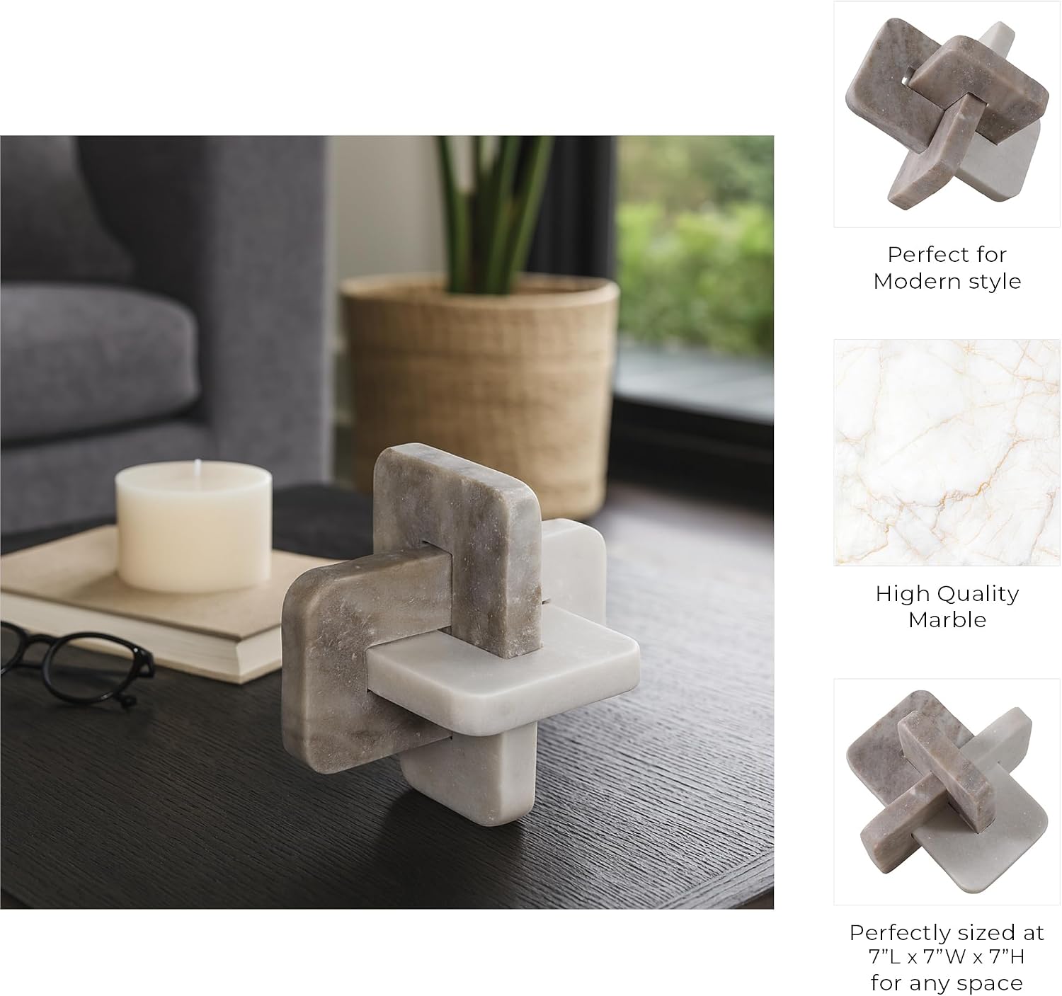 Modern White‑Tan Stone Knot Sculpture Decor