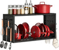 Black Wall‑Mounted Kitchen Pot Rack Organizer