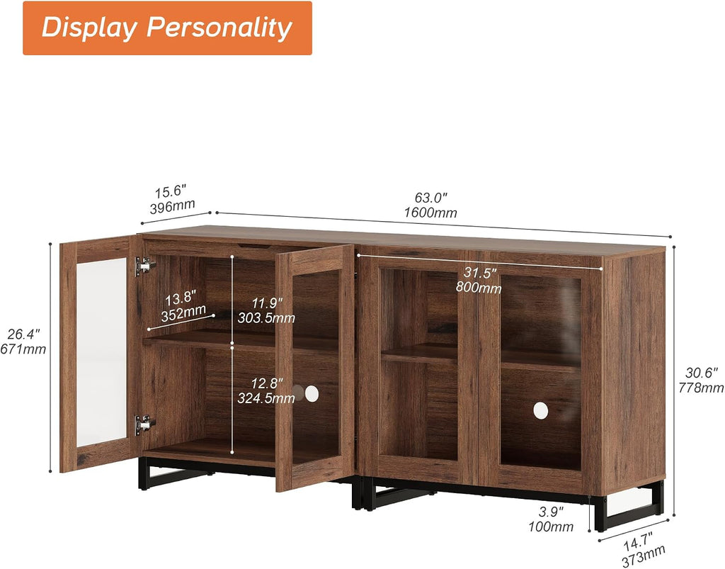 Brown Modern Wood Sideboard Storage Cabinet
