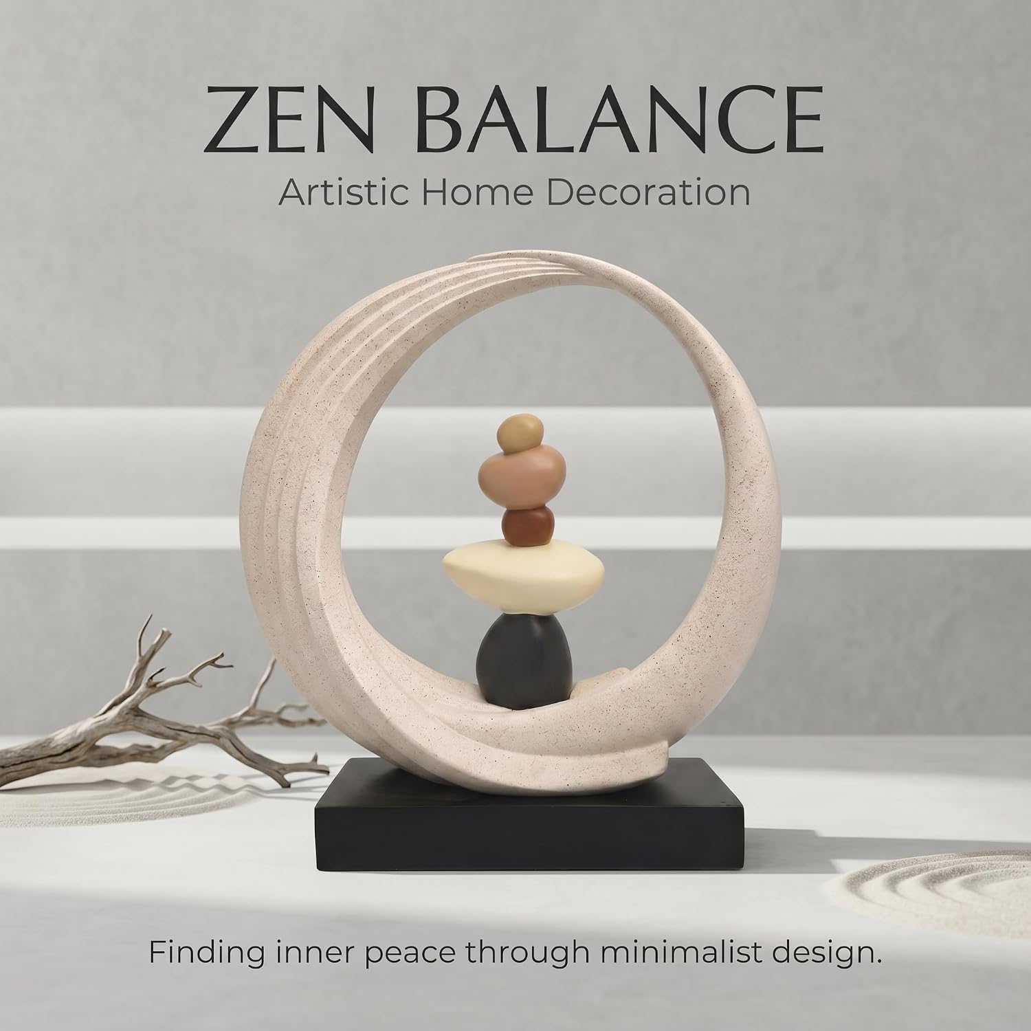 Minimalist White Resin Zen Balance Sculpture