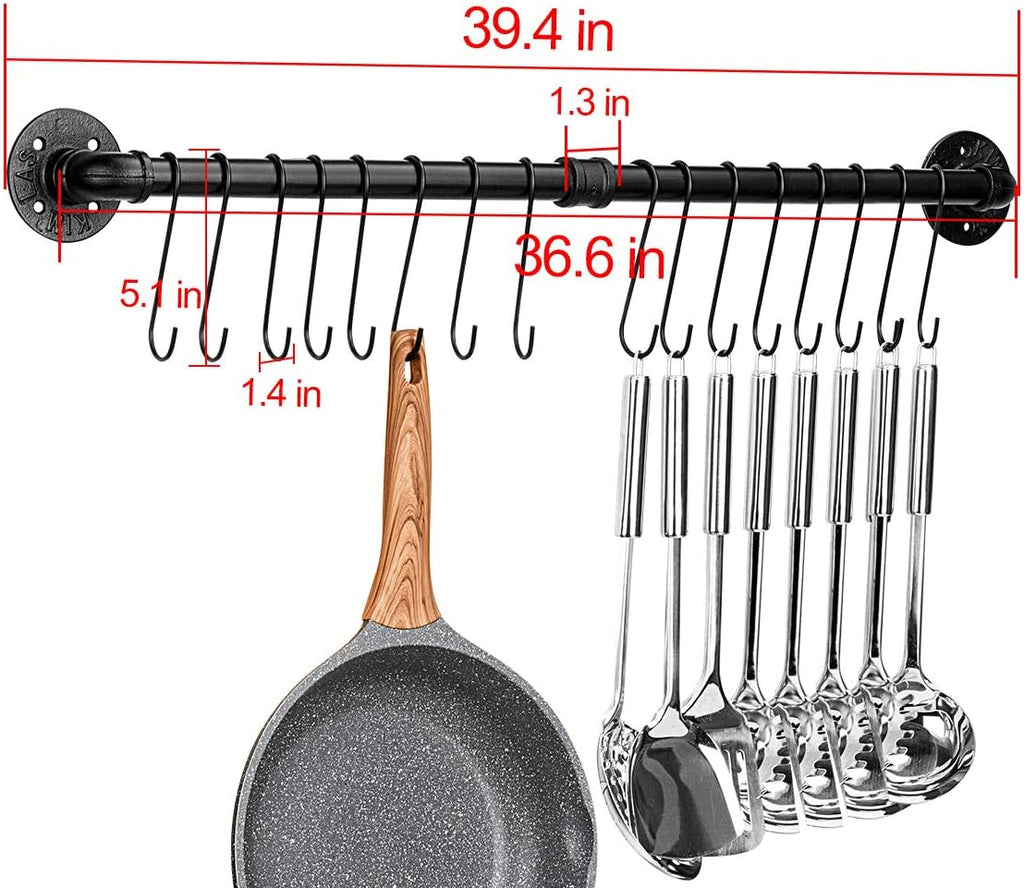 Black Wall‑Mounted Kitchen Hanging Pot Rail