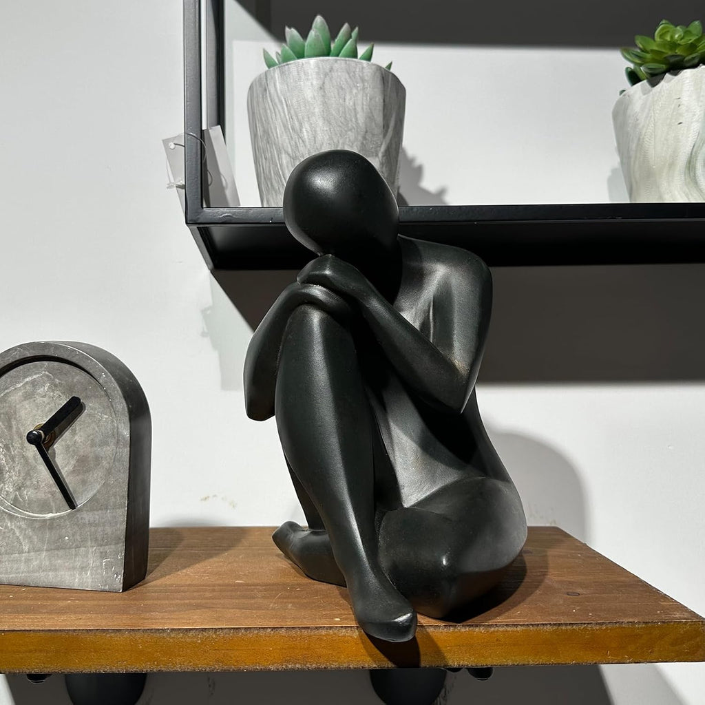 Black Abstract Thinker Statue Decor