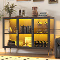 Glass LED‑Lit Kitchen Sideboard Buffet Cabinet