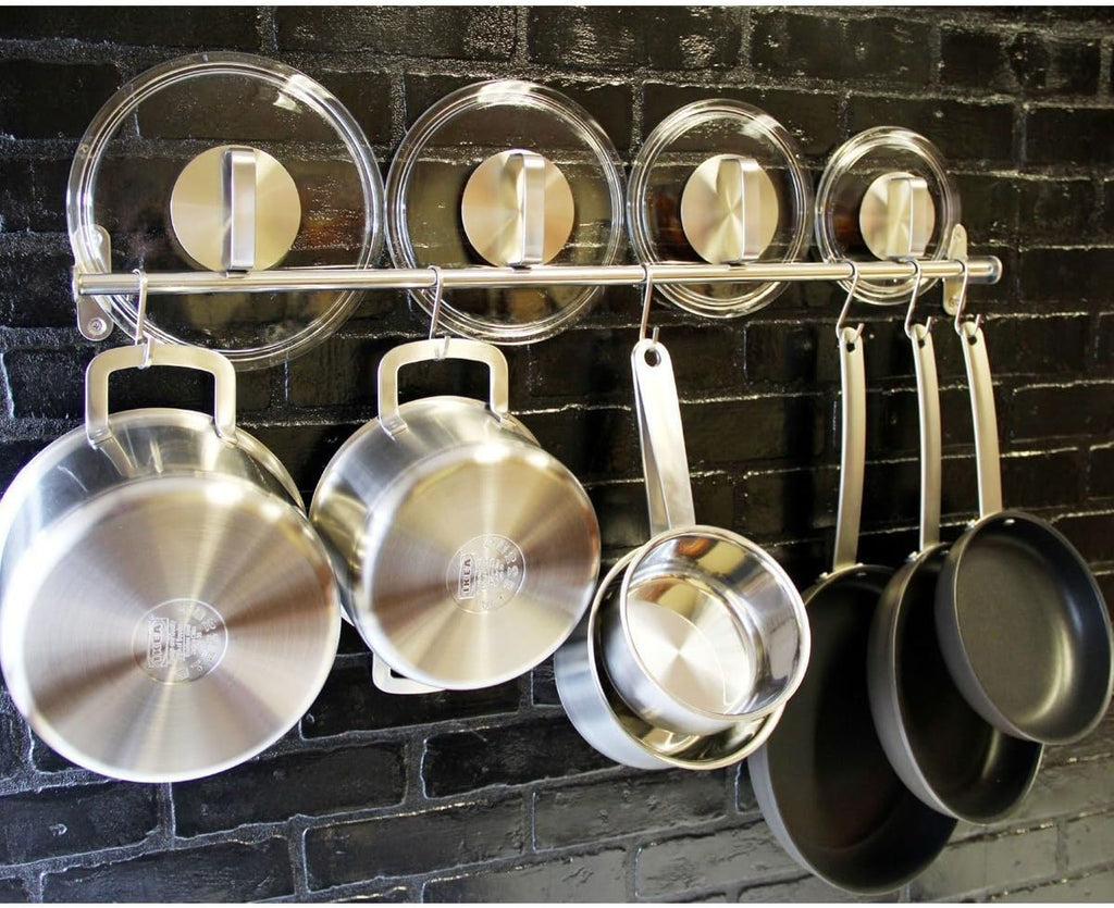 Silver Wall‑Mounted Kitchen Utensil Rail Set