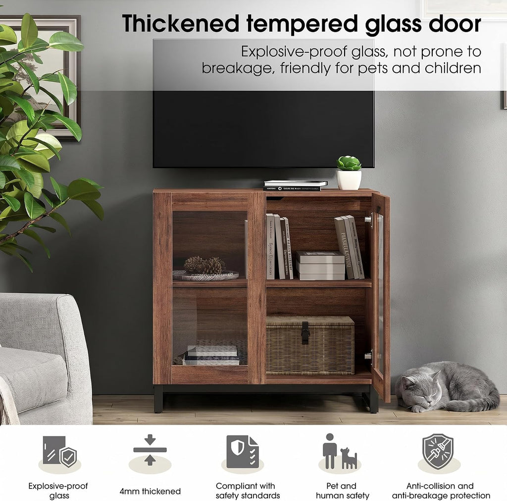 Brown Modern Wood Sideboard Storage Cabinet