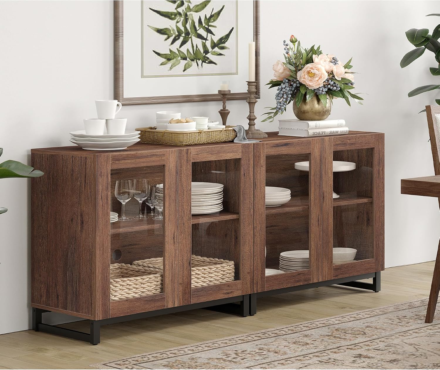 Brown Modern Wood Sideboard Storage Cabinet