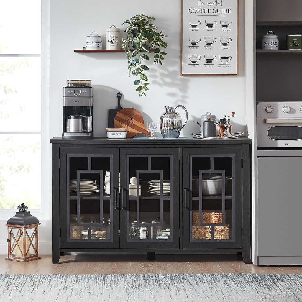 Black Farmhouse Large Sideboard Storage Cabinet