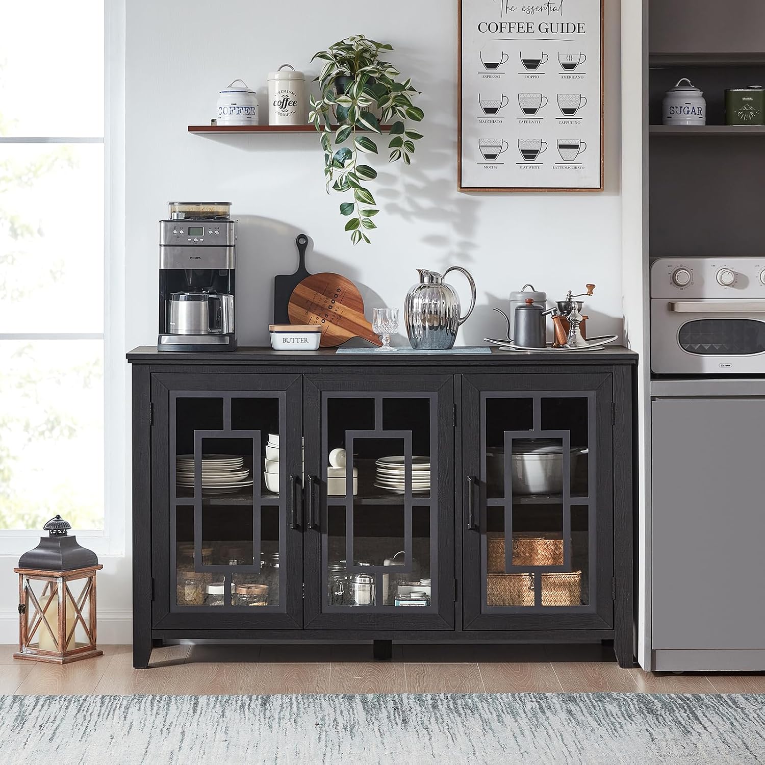 Black Farmhouse Large Sideboard Storage Cabinet