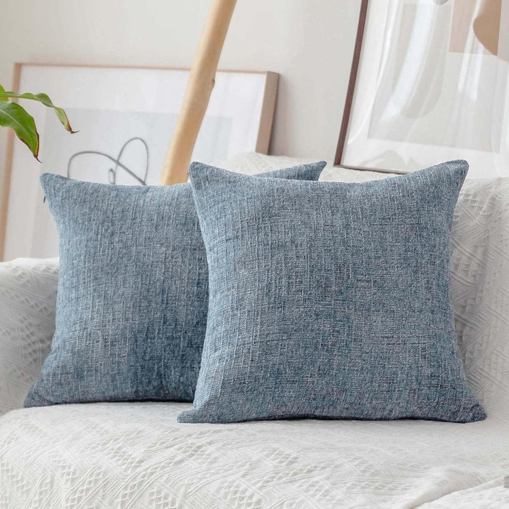 Blue Striped Velvet Pillow Covers Set Of 2