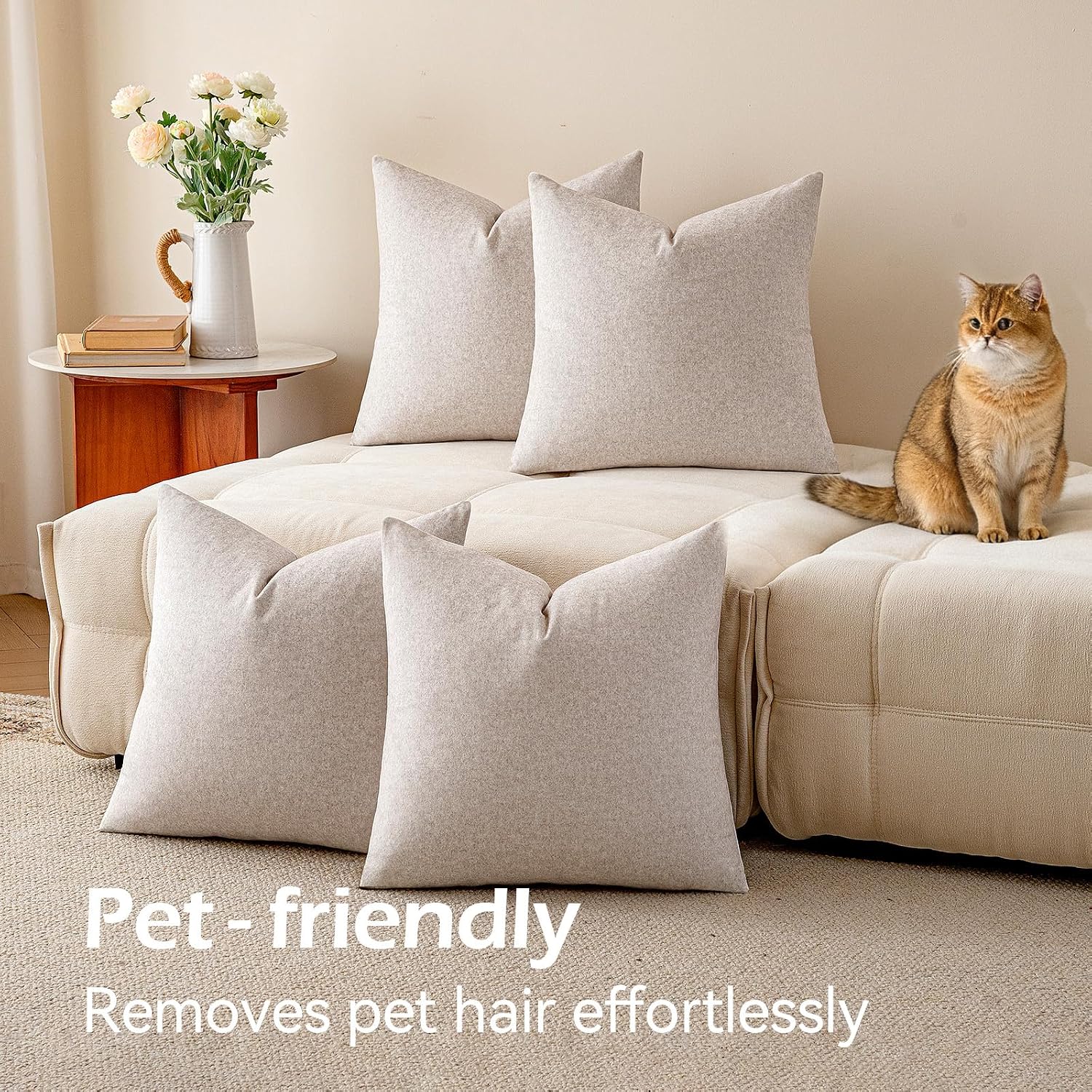 Beige‑Gray Waterproof Pillow Covers 4‑Pack